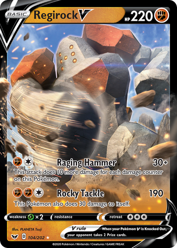 Regirock V 104 202 Sword Shield Holofoil