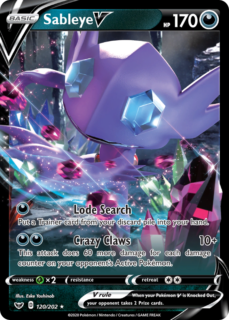 Sableye V 120 202 Sword Shield Holofoil
