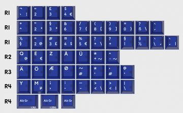 KBDFans PBTfans Klein Blue International Kit Translucent 51 Key Cherry Profile Double Shot ABS Add-on Keycap Set