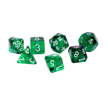 Chessex Translucent Mini Green / White 7-Die Set
