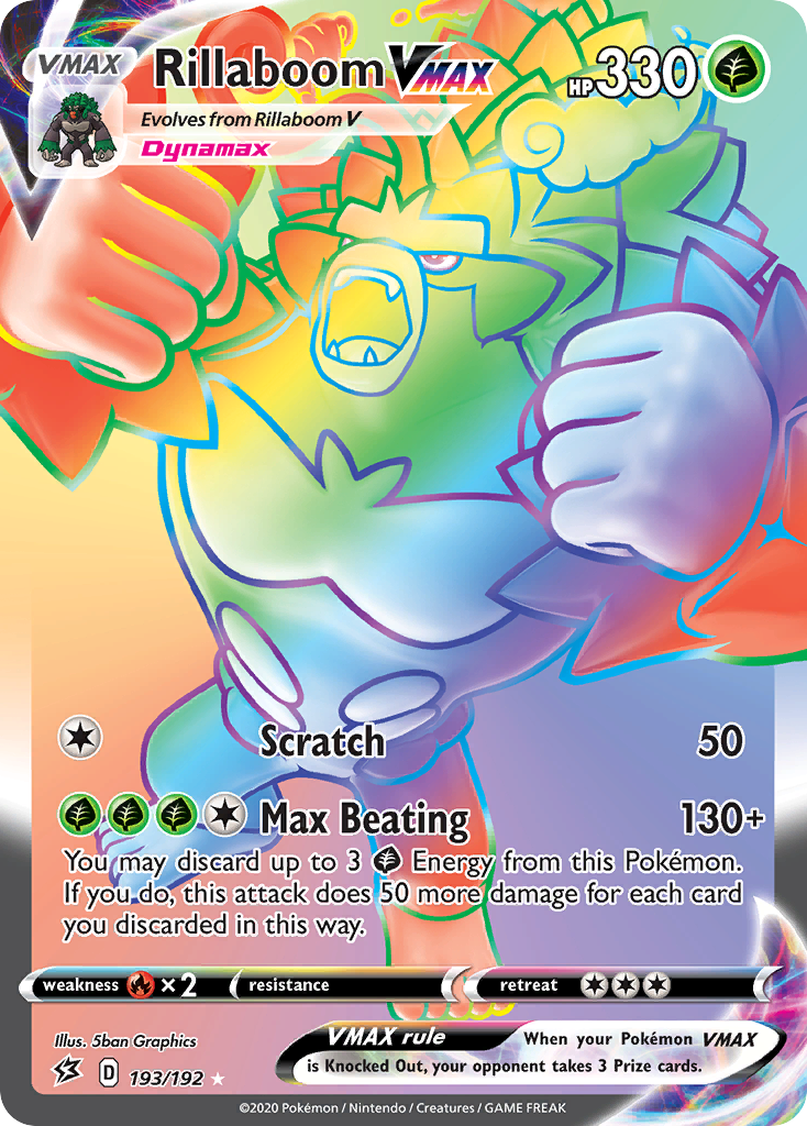 Rillaboom Vmax 193 192 Rebel Clash Holofoil