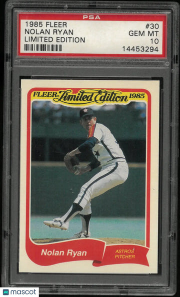 1985 Fleer Baseball Limited Edition Nolan RyanePSA 10