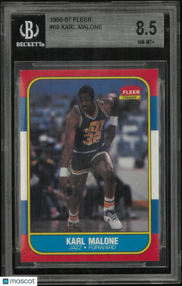 1986 Fleer Basketball Karl Malone #68 BGS 8.5