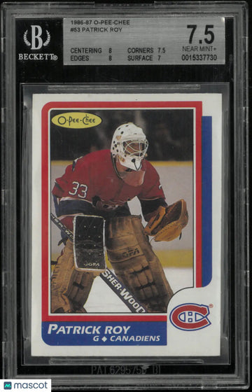 1986 O-Pee-Chee Hockey Patrick Roy RC Rookie BGS 7.5