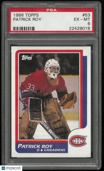 1986 Topps Hockey Patrick Roy RC Rookie #53 PSA 6