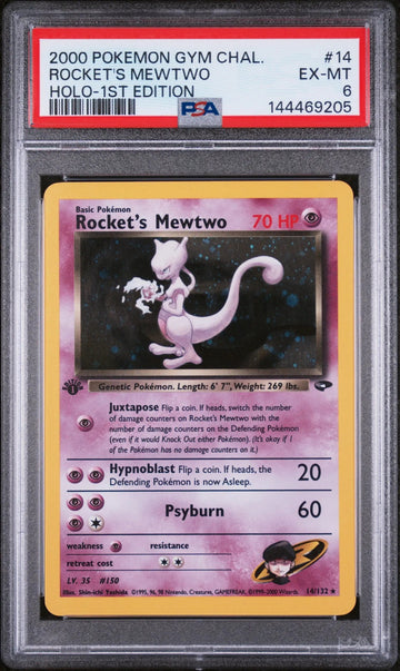 2000 Pokemon Gym Challenge Rocket's Mewtwo Holo-1st Edition PSA 6 14/132