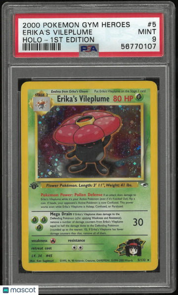 2000 Pokemon Gym Heroes Erika's Vileplume Holo-1st Edition PSA 9 Has Crack