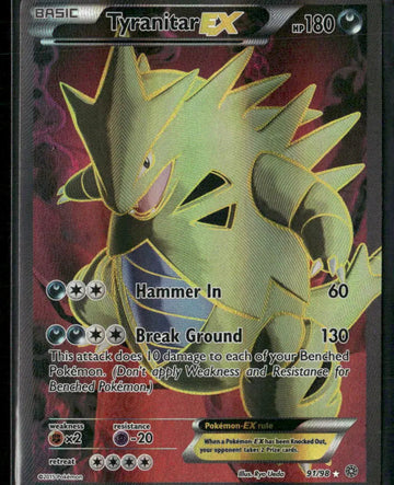 2015 Pokemon Ancient Origins Ultra Rare Full Art Tyranitar EX 91/98 LP