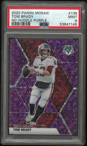 2020 Mosaic Football Tom Brady No Huddle Purple PSA 9 /50
