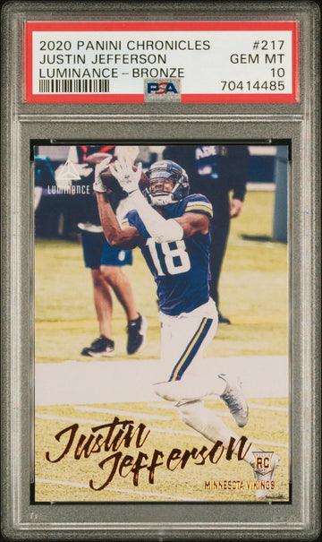 2020 Panini Chronicles Luminance Justin Jefferson RC Rookie Bronze PSA 10