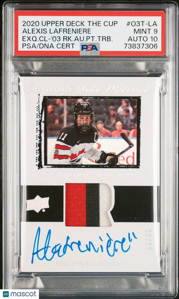 2020 UD The Cup Exquisite Col. Rookie Patch Auto Alexis Lafreniere PSA 9 /99