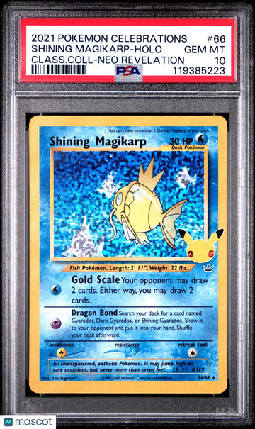 2021 Pokemon Celebrations 25th Shining Magikarp Holo Neo Revelation PSA 10 #66