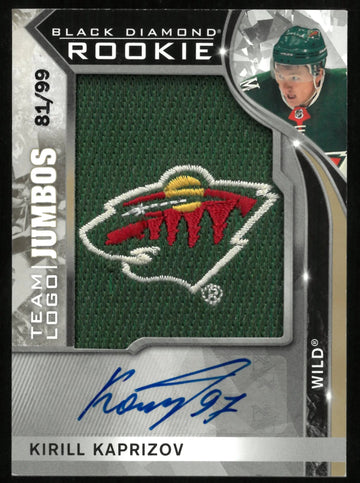 2021 UD Black Diamond Team Logo Jumbos Kirill Kaprizov Autograph Rookie RC /99