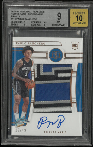 2022 National Treasures RC Patch Auto Bronze Paolo Banchero BGS 9 /49