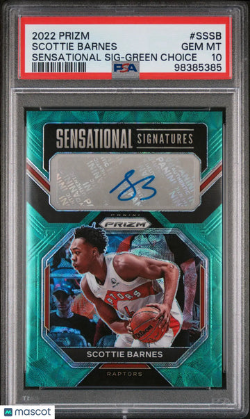 2022 Panini Prizm Sensational Signatures Green Auto Scottie Barnes PSA 10 8/8