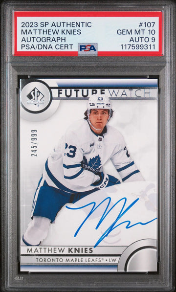 2023-24 UD SP Authentic Matthew Knies Future Watch RC Auto /999 PSA 10