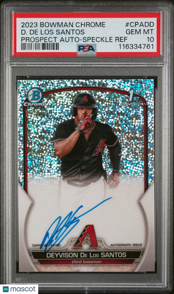 2023 Bowman Chrome Prospect Autographs D. De Los Santos Speckle Refractor PSA 10