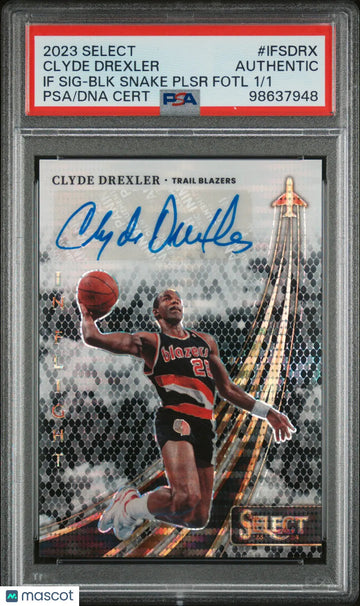 2023 Select In Flight Signatures Clyde Drexler Black Snake Pulsar FOTL 1/1 PSA A