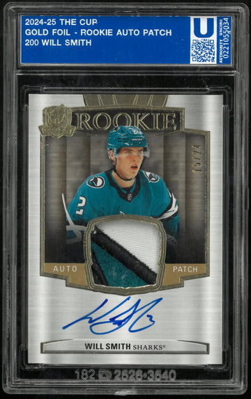 2024-25 UD The Cup Rookie Tri Color Patch Auto Will Smith RC Gold /24