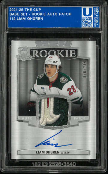 2024-25 Upper Deck The Cup Rookie Patch Autograph Liam Ohgren Auto RC /249