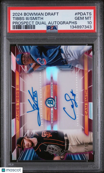2024 Bowman Draft Prospect Dual Autographs Auto Smith Tibbs III /99 PSA 10
