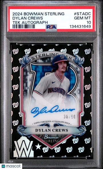 2024 Bowman Sterling Sterling Tek Autographs Dylan Crews /50 PSA 10