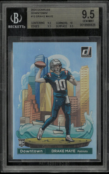 2024 Donruss Football Downtown Drake Maye RC Rookie BGS 9.5 True Gem +