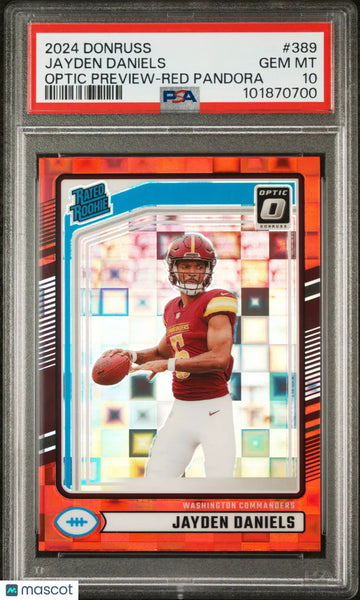 2024 Panini Donruss Jayden Daniels Rated Rookie RC Preview Red Pandora PSA 10
