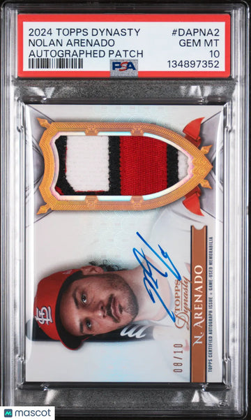 2024 Topps Dynasty Autograph Auto Patch Nolan Arenado /10 PSA 10