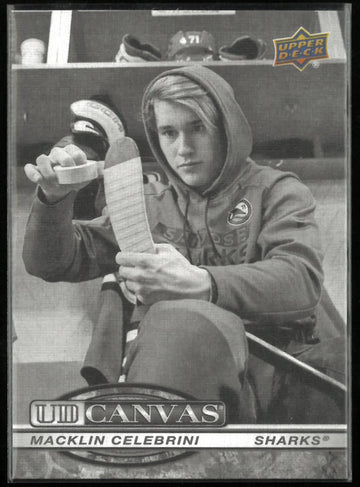 2025-26 Upper Deck Canvas Macklin Celebrini Black & White