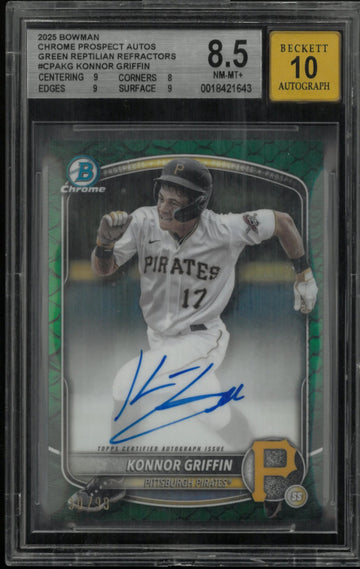 2025 Bowman Chrome Auto Green Reptilian Refractor Konnor Griffin RC BGS 8.5 /99