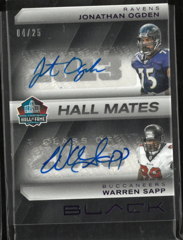2025 Panini Black Football Hall Mates Jonathan Ogden Warren Sapp Auto /25