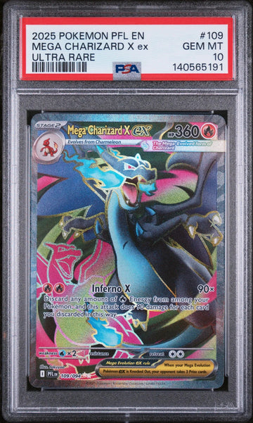 2025 Pokemon Phantasmal Flames Mega Charizard X EX Ultra Rare PSA 10 109/94