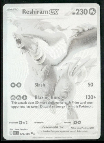 2025 Pokemon White Flare Black White Rare Reshiram ex 173/086