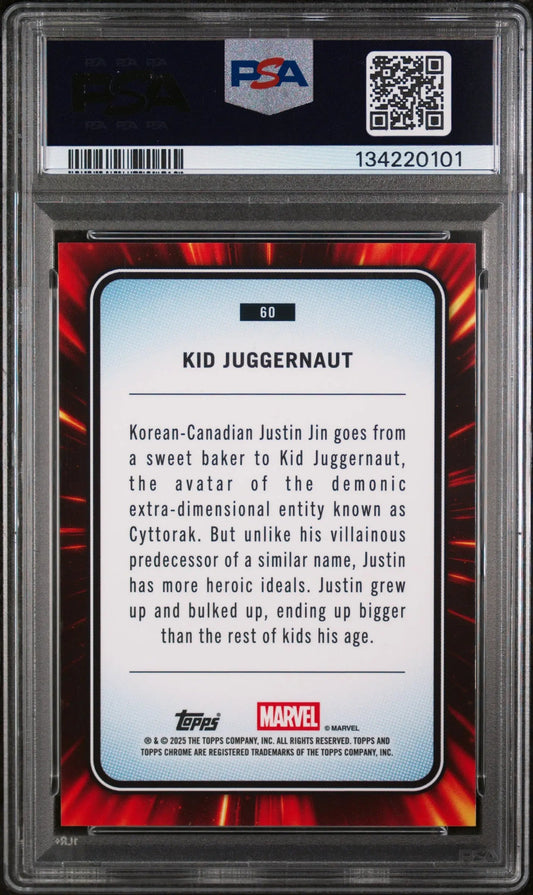 2025 Topps Chrome Marvel Sapphire Edition Kid Juggernaut #60 PSA 10