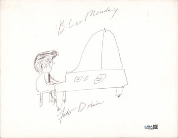 Fats Domino "Blue Monday" Authentic Signed 8.5x11 Personal Sketch JSA #CL51493