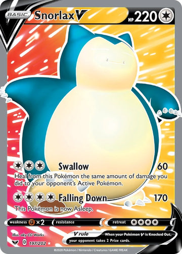 Snorlax V (Full Art) - 197/202 - (SWSH01: Sword & Shield Base Set)