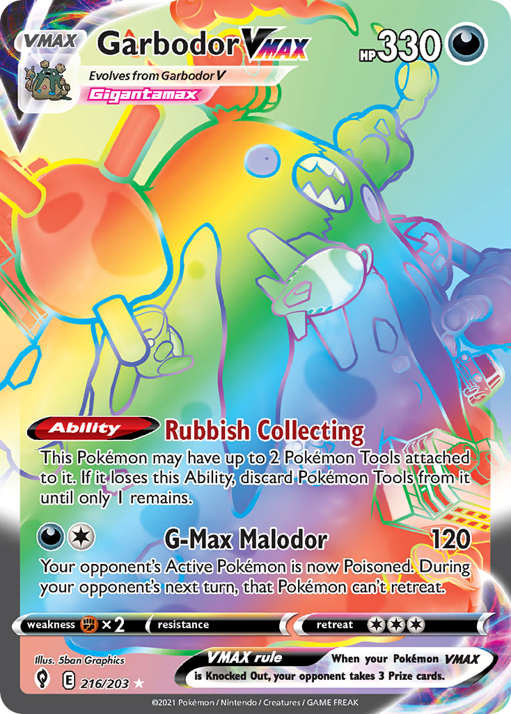 Garbodor Vmax 216 203 Evolving Skies Holofoil