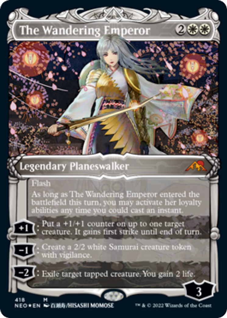 The Wandering Emperor (NEO-418) - Kamigawa: Neon Dynasty: (Showcase) Etched Foil