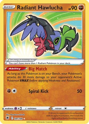 Radiant Hawlucha (81/189) - SWSH10 Astral Radiance Holofoil