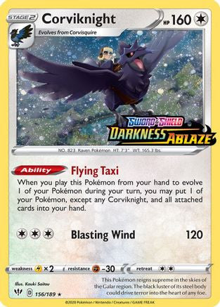 Corviknight 156 189 Darkness Ablaze Stamped 156 Miscellaneous Cards Products Holofoil