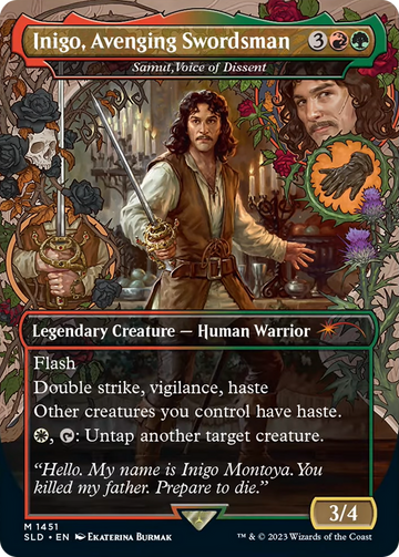 Samut, Voice of Dissent (SLD-1451) - Secret Lair Drop / Inigo, Avenging Swordsman (Borderless) Foil