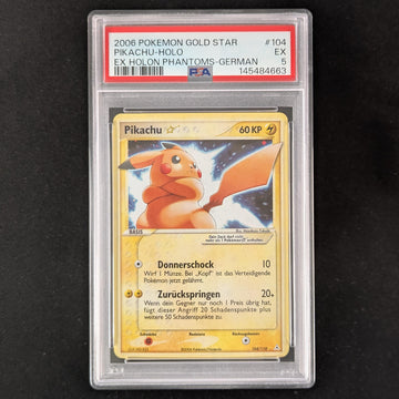 Pikachu Gold Star (HP 104) - Holon Phantoms - German - PSA 5