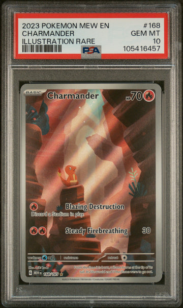 PSA 10 2023 POKEMON MEW EN-151 #168 CHARMANDER ILLUSTRATION RARE