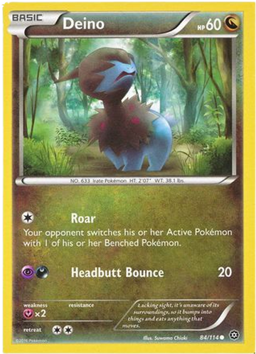 Deino - 84/114 - Common - XY Steam Siege (Square Cut Misprint)