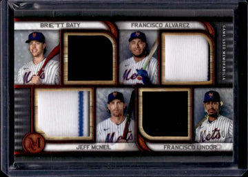 2023 Topps Museum Collection Baty/Alvarez/McNeil/Lindor #FPQR-BAML Quad Relic