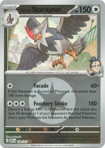 Larry's Staraptor - Energy Symbol Pattern - 170/217 - Rare [me025-170] [Reverse Holo]