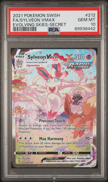 PSA 10 2021 POKEMON SWORD & SHIELD EVOLVING SKIES #212 FA/SYLVEON VMAX EVOLVING SKIES-SECRET