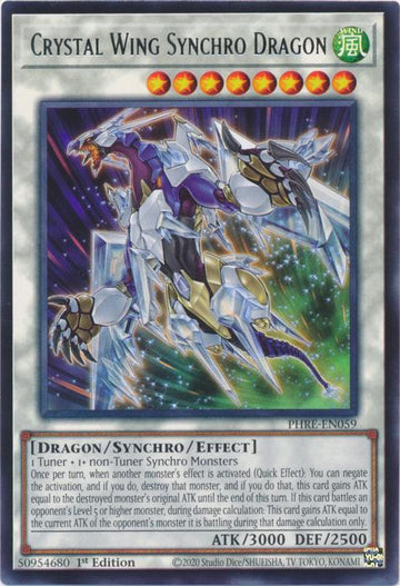 Crystal Wing Synchro Dragon - PHRE-EN059 - Rare - 1st Edition