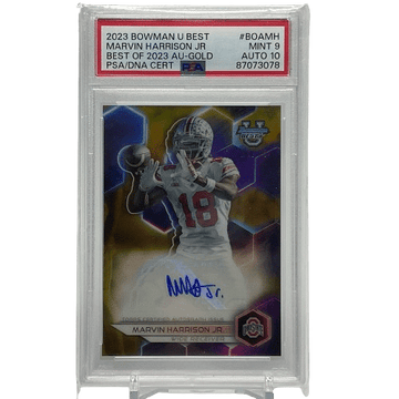 2023 Bowman's Best University Marvin Harrison Jr. Autograph Gold /50 PSA 9 Auto 10